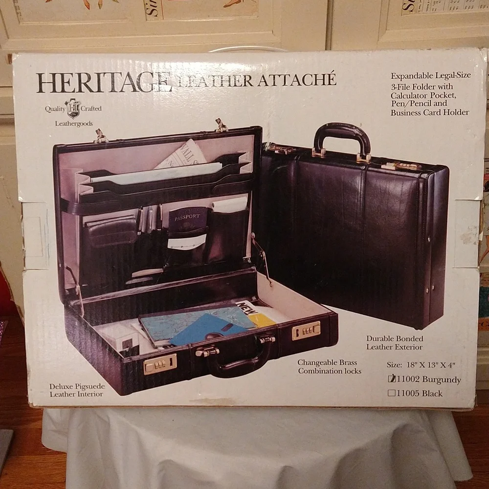 NIB Heritage burgundy leather attached case